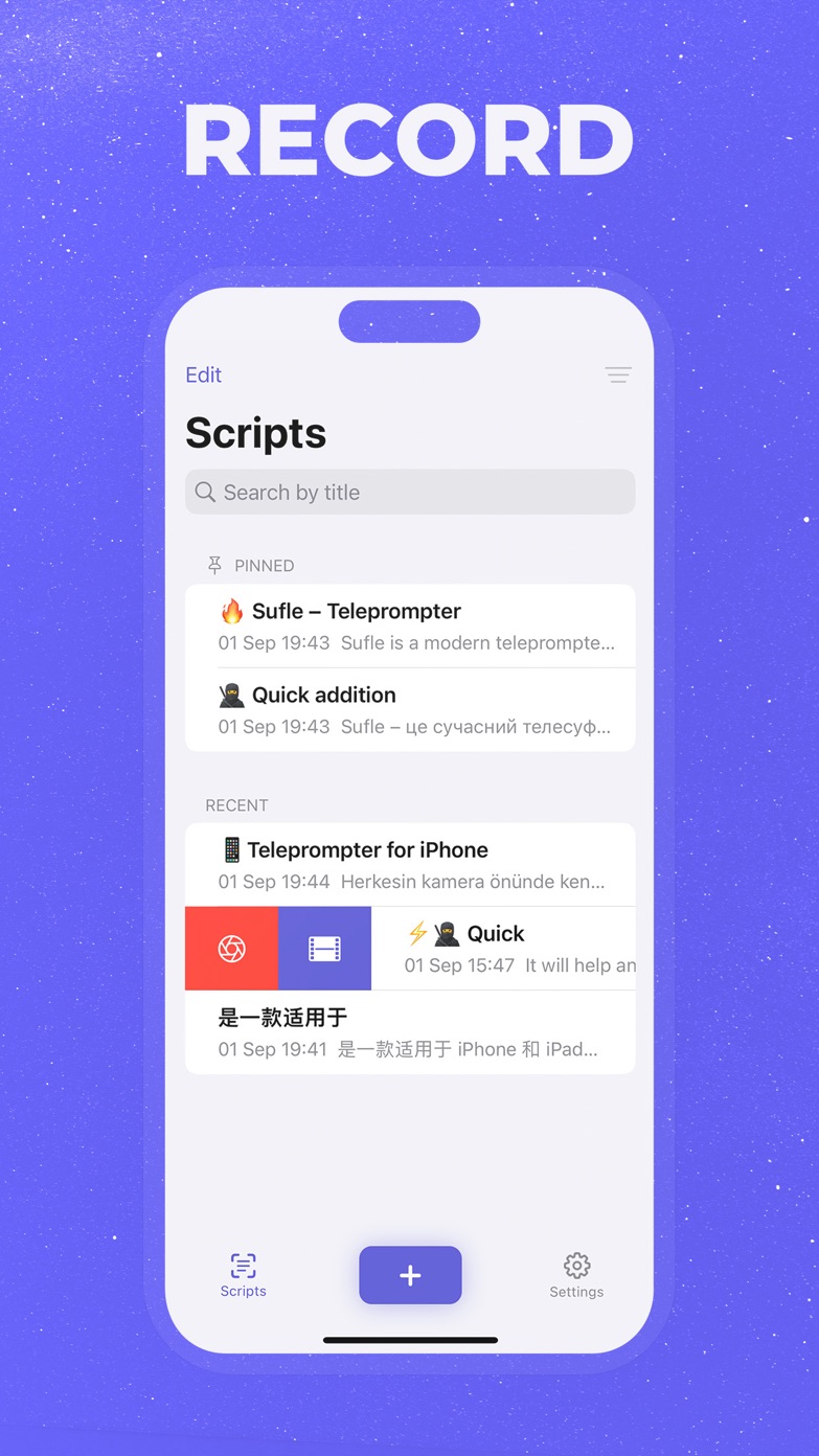 The Sufle Teleprompter script library on an iPhone
